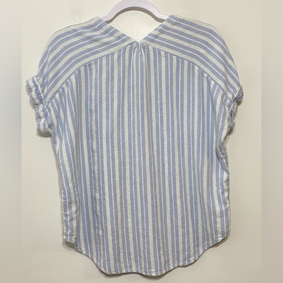 Rails Linen Blend Jeri Holland Stripe Lace Up Blouse - Picture 6 of 10